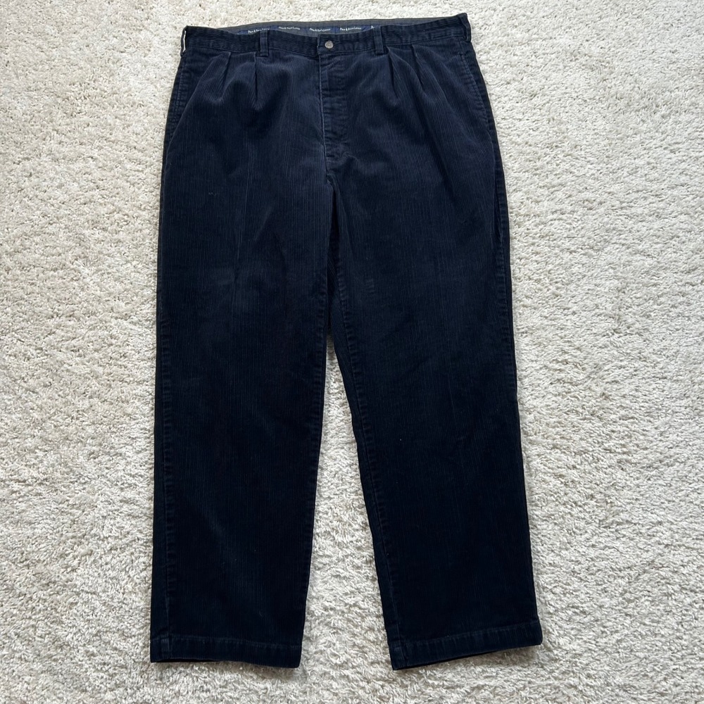 Polo Ralph Lauren Corduroy Pants 42x30 (40X30) Navy Blue Pleated Polo Cords